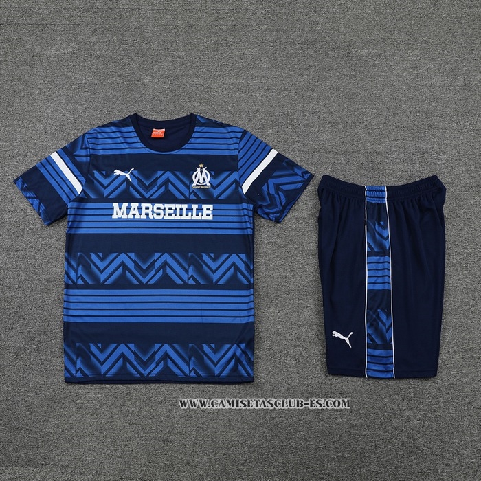 Chandal del Olympique Marsella 22-23 Manga Corta Azul - Pantalon Corto